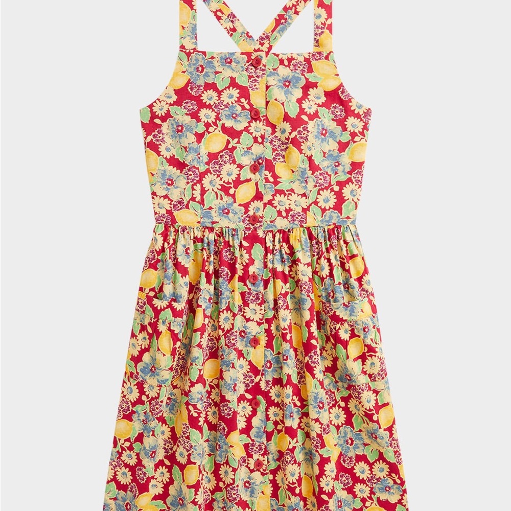 Polo by Ralph Lauren Red Floral & Lemon Print Sundress